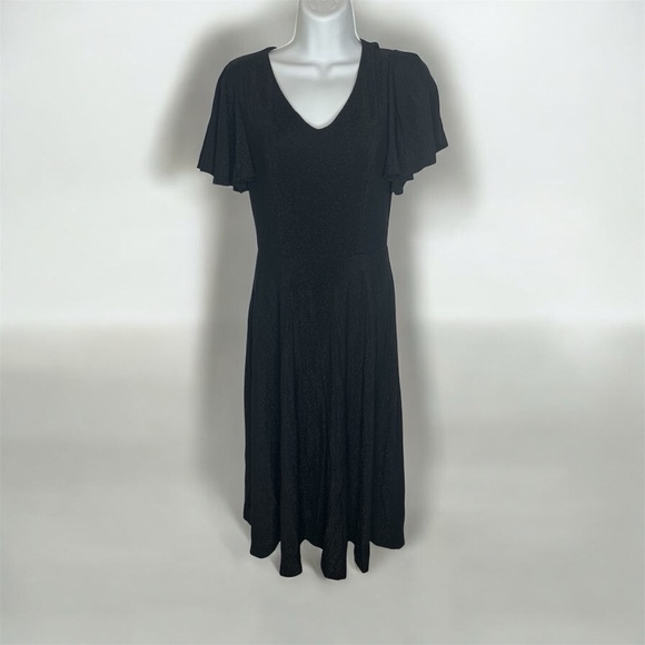 Brides May Elegant Black Mini Dress – Sz S – Ruffle Sleeves & Shimmering Design - Picture 1 of 11